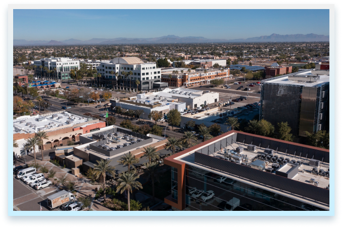 Aerial view of Downtown Chandler, AZ
