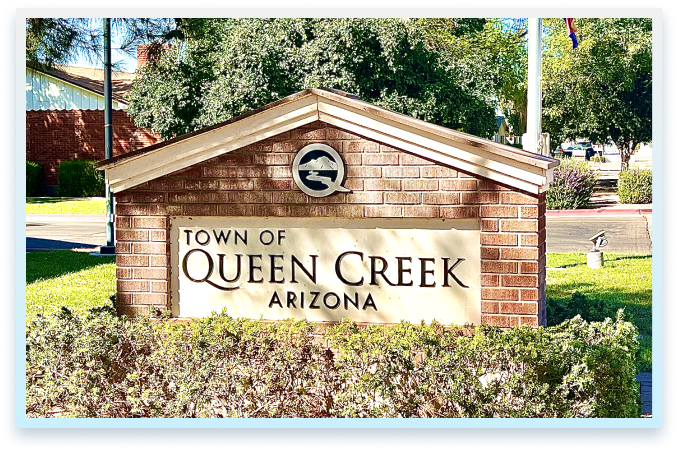 Sign for the Town of Queen Creek, AZ