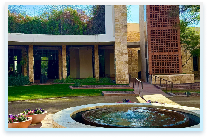 fountain in the atrium of a museum in Surprise, AZ